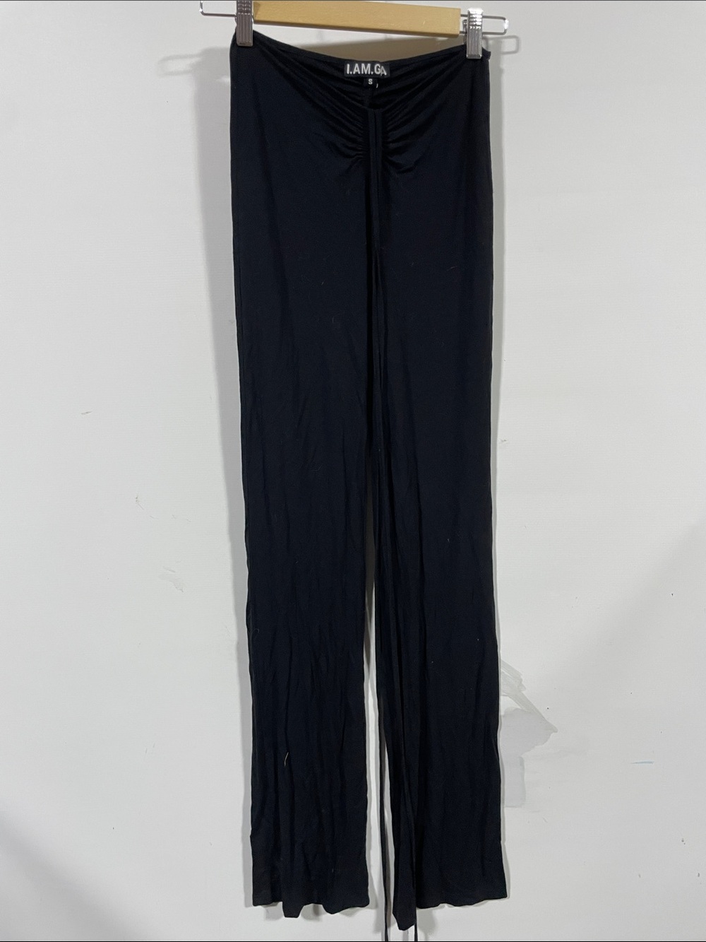 I.AM.GIA Black Wide-Leg High-Rise Pants with Gathered Front